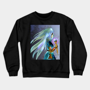 beautiful in blue elf sorcerer for dnd and anime fans Crewneck Sweatshirt